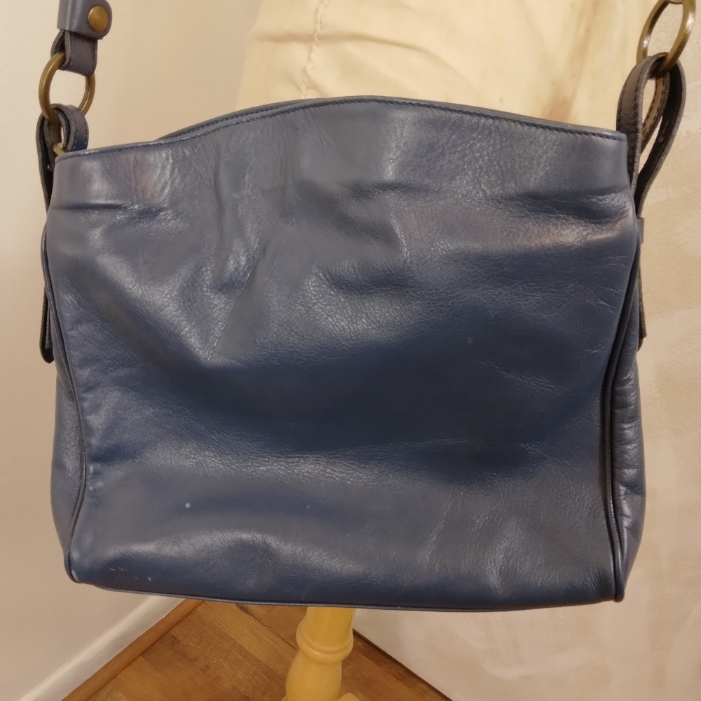 Il Giglio Blue Leather Bag Made in Italy
